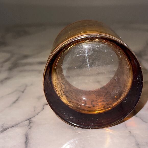 VINTAGE Gold Filigree Glass Candle Holder Moroccan Cup amber burnt Orange - Picture 8 of 10